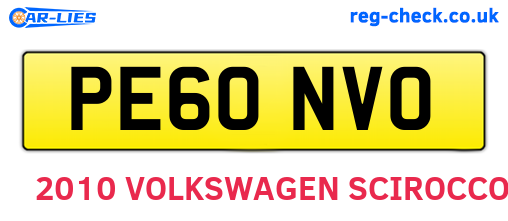 PE60NVO are the vehicle registration plates.