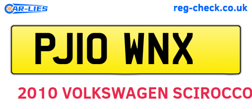 PJ10WNX are the vehicle registration plates.