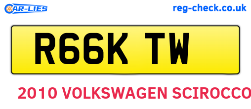 R66KTW are the vehicle registration plates.