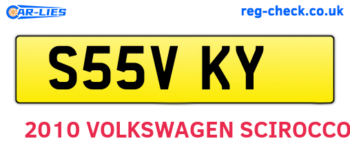 S55VKY are the vehicle registration plates.