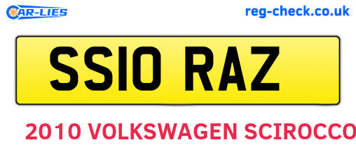 SS10RAZ are the vehicle registration plates.
