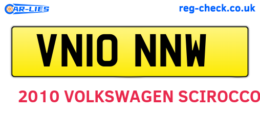 VN10NNW are the vehicle registration plates.