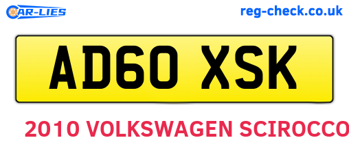 AD60XSK are the vehicle registration plates.
