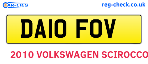 DA10FOV are the vehicle registration plates.