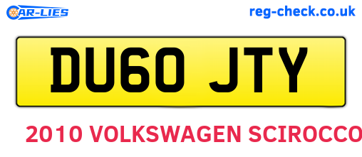 DU60JTY are the vehicle registration plates.
