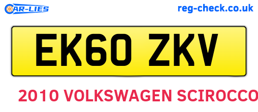 EK60ZKV are the vehicle registration plates.