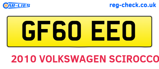 GF60EEO are the vehicle registration plates.
