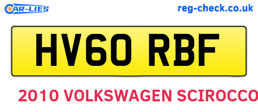 HV60RBF are the vehicle registration plates.