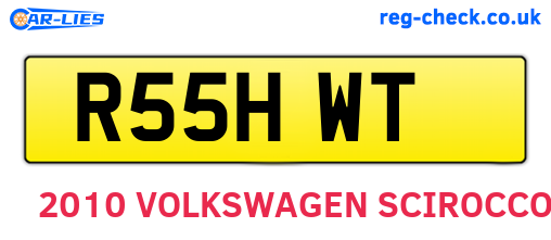 R55HWT are the vehicle registration plates.