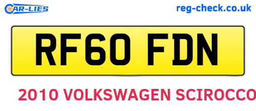 RF60FDN are the vehicle registration plates.