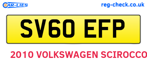 SV60EFP are the vehicle registration plates.