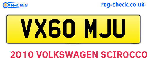 VX60MJU are the vehicle registration plates.