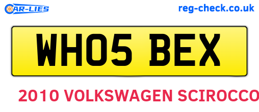 WH05BEX are the vehicle registration plates.