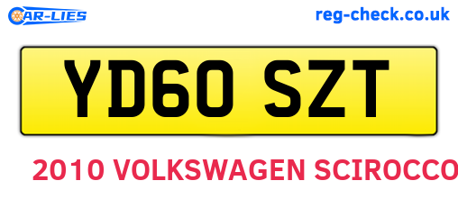 YD60SZT are the vehicle registration plates.