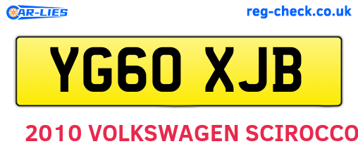 YG60XJB are the vehicle registration plates.