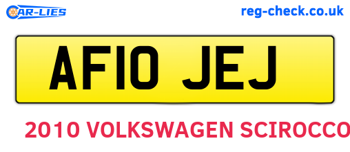 AF10JEJ are the vehicle registration plates.