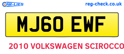 MJ60EWF are the vehicle registration plates.