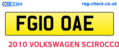 FG10OAE are the vehicle registration plates.