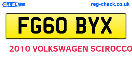 FG60BYX are the vehicle registration plates.