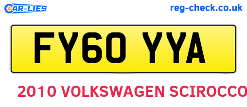 FY60YYA are the vehicle registration plates.