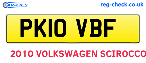 PK10VBF are the vehicle registration plates.