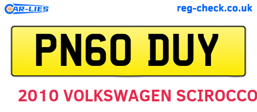 PN60DUY are the vehicle registration plates.
