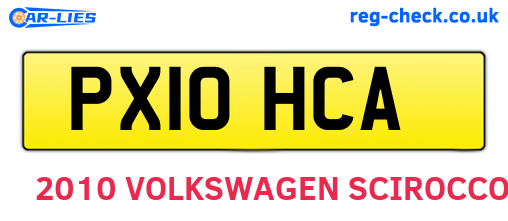 PX10HCA are the vehicle registration plates.