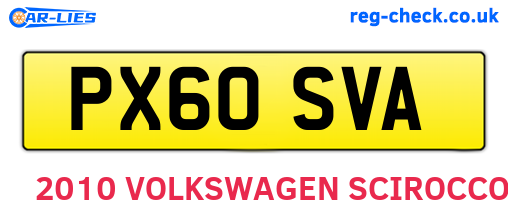 PX60SVA are the vehicle registration plates.