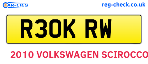 R30KRW are the vehicle registration plates.