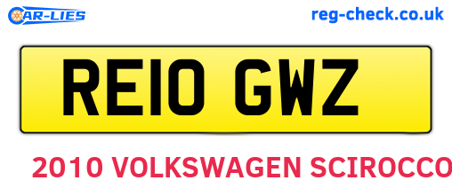 RE10GWZ are the vehicle registration plates.