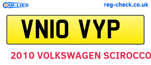 VN10VYP are the vehicle registration plates.