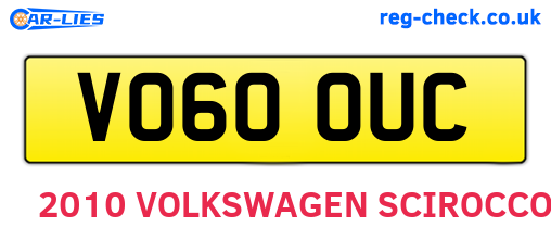 VO60OUC are the vehicle registration plates.