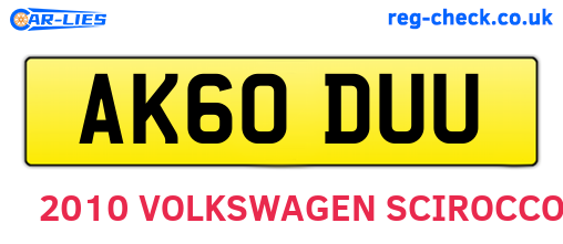 AK60DUU are the vehicle registration plates.