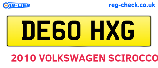 DE60HXG are the vehicle registration plates.