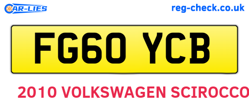 FG60YCB are the vehicle registration plates.