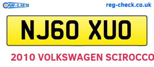 NJ60XUO are the vehicle registration plates.