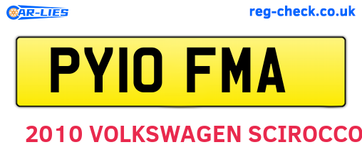 PY10FMA are the vehicle registration plates.