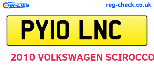 PY10LNC are the vehicle registration plates.