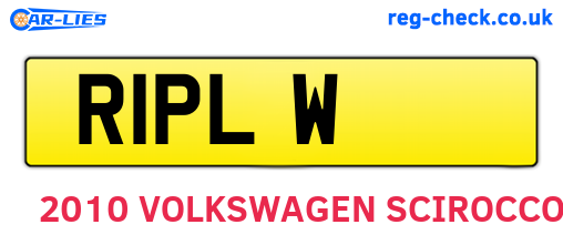 R1PLW are the vehicle registration plates.