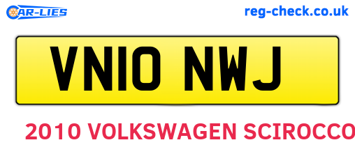 VN10NWJ are the vehicle registration plates.