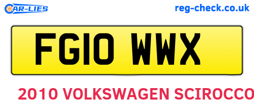 FG10WWX are the vehicle registration plates.