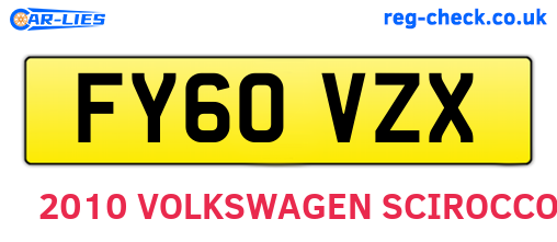 FY60VZX are the vehicle registration plates.