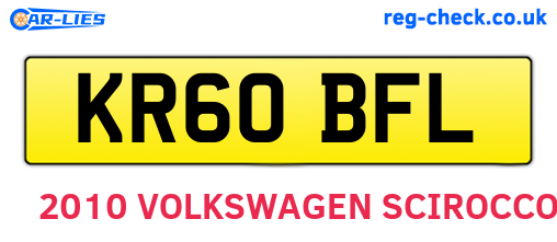 KR60BFL are the vehicle registration plates.
