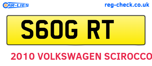 S60GRT are the vehicle registration plates.