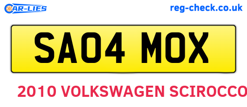 SA04MOX are the vehicle registration plates.