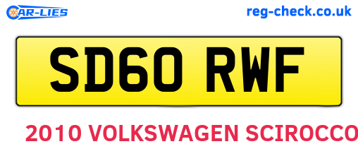 SD60RWF are the vehicle registration plates.