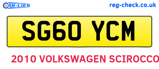 SG60YCM are the vehicle registration plates.