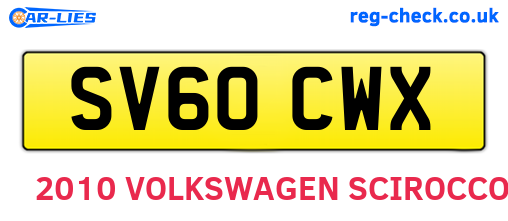 SV60CWX are the vehicle registration plates.