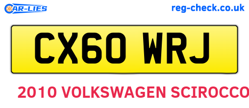CX60WRJ are the vehicle registration plates.