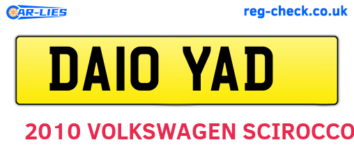 DA10YAD are the vehicle registration plates.